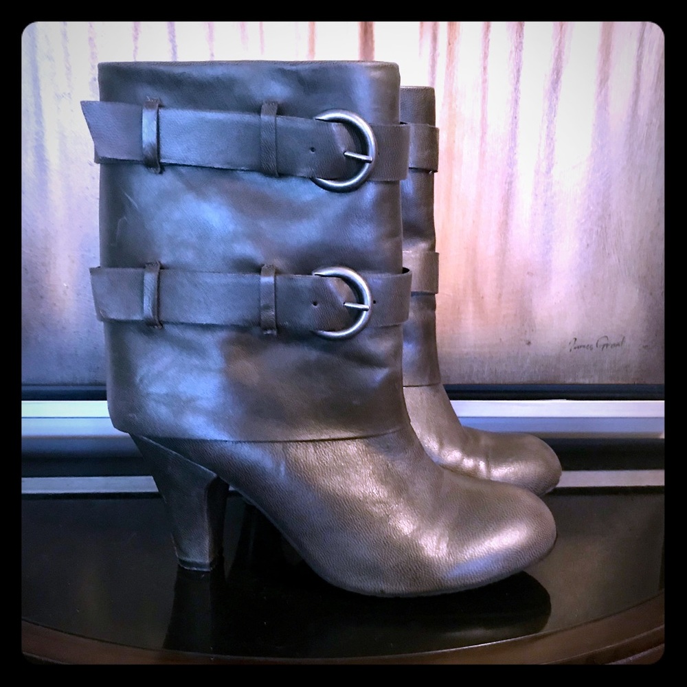 Me Too Soho, Charcoal Grey Leather Midcalf Bootie